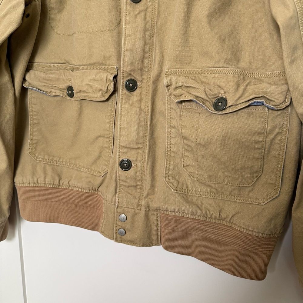 Levi's Bomber Jacket Mens Sz XL Tan Canvas Full Zip Button Mechanics 1155-1-8-73 - Picture 4 of 15